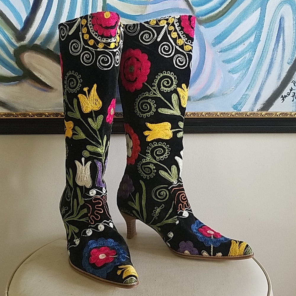 Turkish Suzani Embroidered Boots